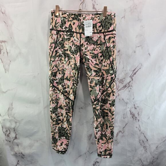 Sweaty Betty Leggings Womens Small Pink Green Crop High Rise Pocket Capri Power - Picture 1 of 14